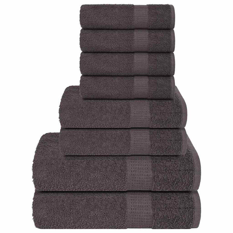 Towel Set 360 Gsm 100% Cotton, Anthracite, 8 Piece Towel Set