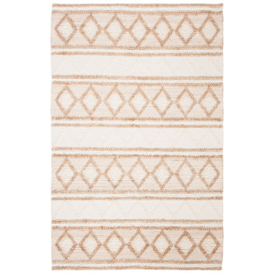 Felipe Natural Fiber Flat Weave Jute/Wool/Cotton Geometric Rug in Beige/Ivory