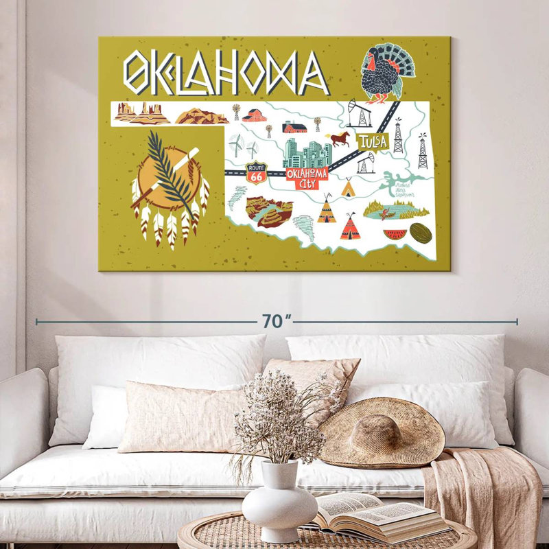Icônes de carte Aliaz Oklahama, H 34 po x l 51 po