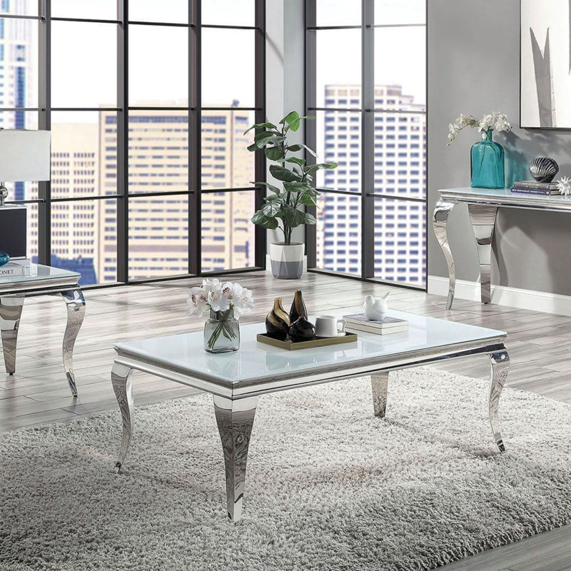 Pieds de style cabriole en acier inoxydable de style contemporain, Blanc