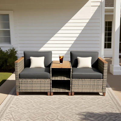 Artique 3 Piece Seating Group with Cushions by Wrought Studio