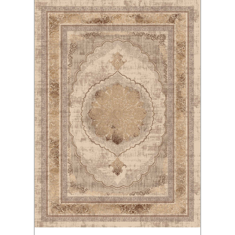 Tapis oriental oriental intérieur / extérieur beige, Rectangle 6 pi 5 po x 9 pi 5 po