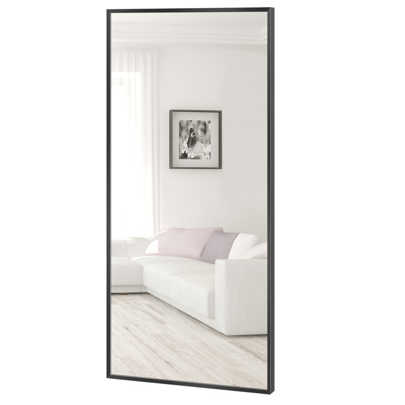 Talma Wood Flat Mirror, 71" H x 24" W, Black