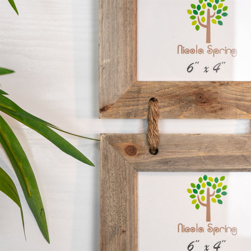 Nicola Spring - Rustic Wooden Hanging 5 Photo Frames - 6 x 4", White