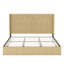 Base de lit en bois cannelé de style Mid-Century, tête de lit haute à oreilles, lit plateforme à profil bas, aucun sommier tapissier requis, assemblage facile pour la chambre à coucher et la chambre d'amis