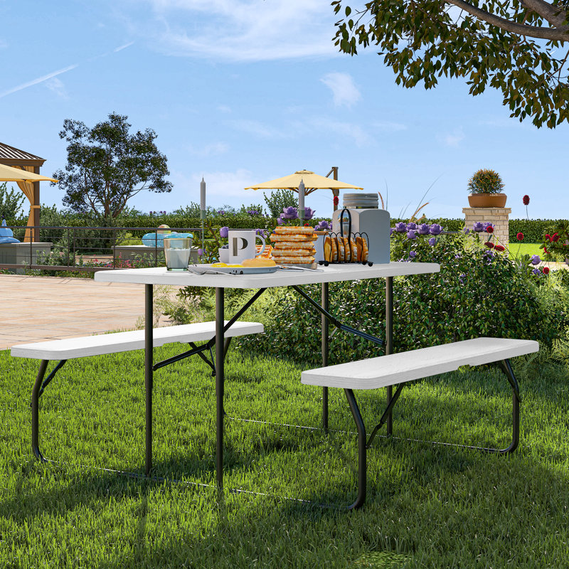 Ensemble de table de pique-nique Nadabus, H 29 po x l 27,5 po x L 54 po, Blanc