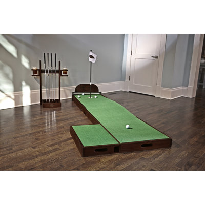 Brunswick TOG-Ross Indoor Putting Green – Adjustable Elevation, Compact Design & Matching Putter Rack, Espresso Finish