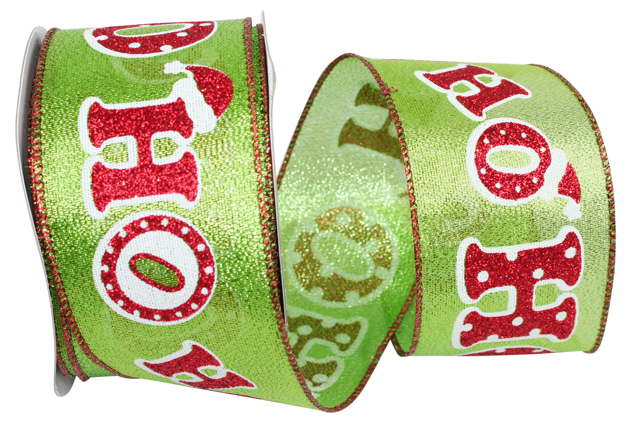 2.5” X 10 Yard Linen HoHoHo Christmas Ribbon