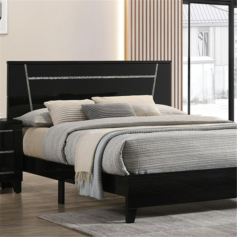 Solid Wood Platform Bed, California King, Black