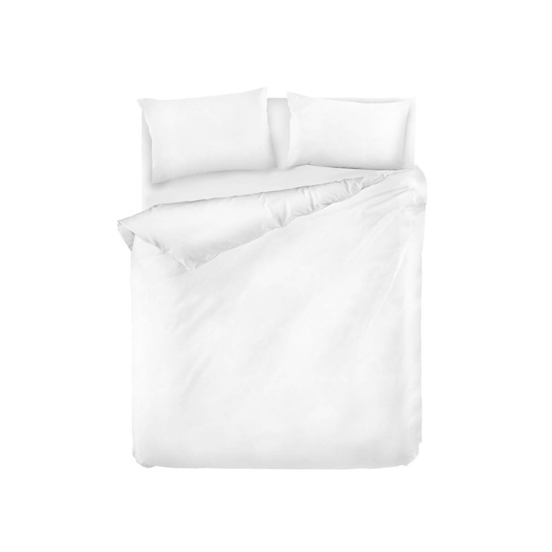 Ensemble de housse de couette 100% coton, Housse de couette double TG + 2 taies d'oreiller s, Blanc