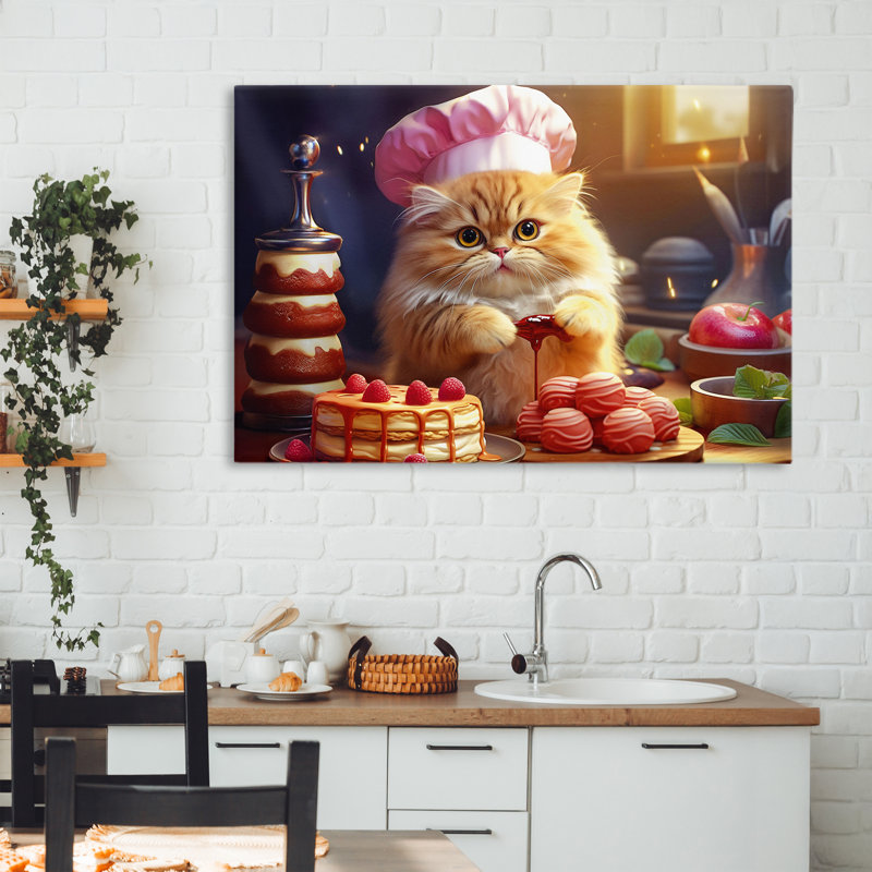 Toile de chat Fluffy Baker, design par Image World, H 24 po x l 36 po
