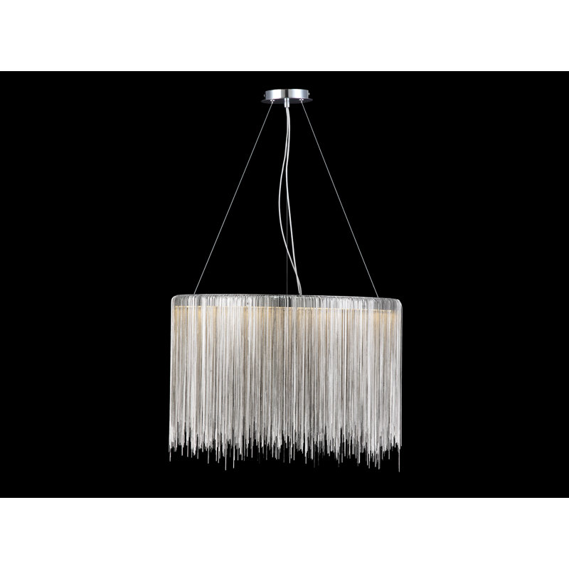 Lustre cylindrique unique à 8 lumières Brendis, Chrome