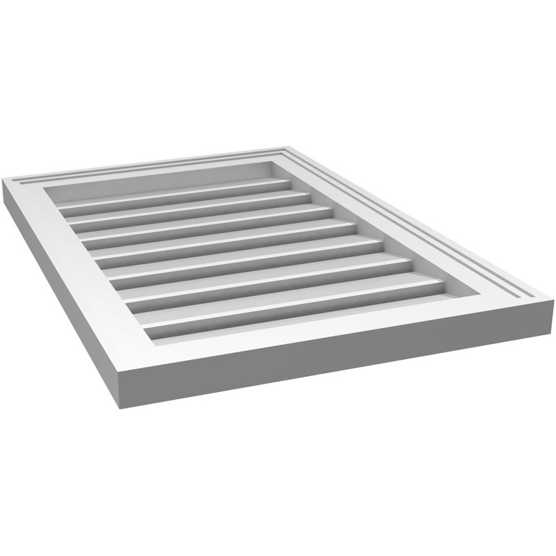 Évent à pignon fonctionnel en uréthane rectangulaire à fixation en surface, brun clair apprêté, H 26 po x l 18 po x P 1,5 po