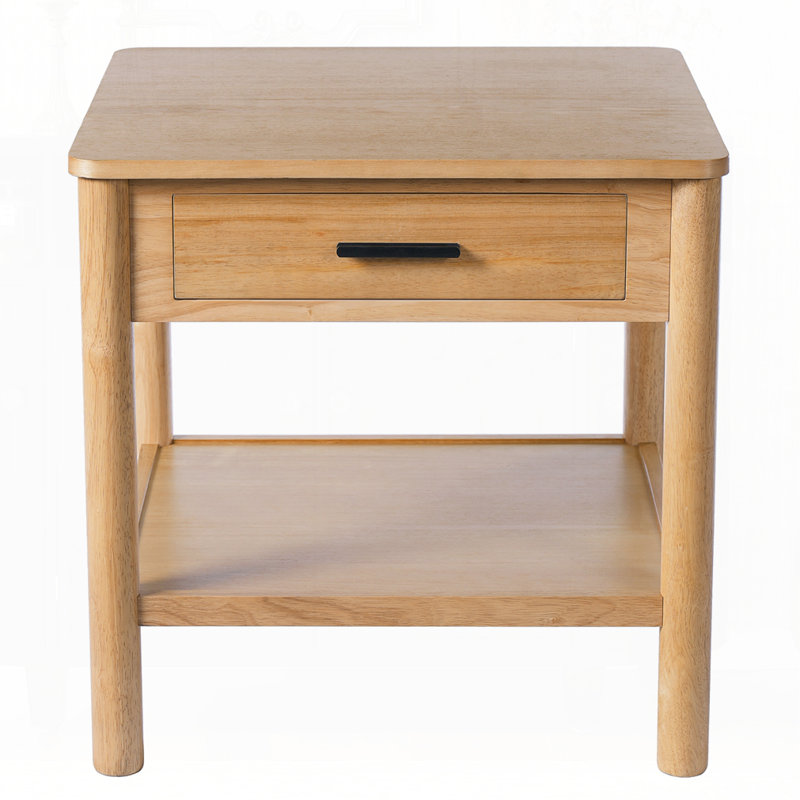 Natural Rubber Wood Side Table
