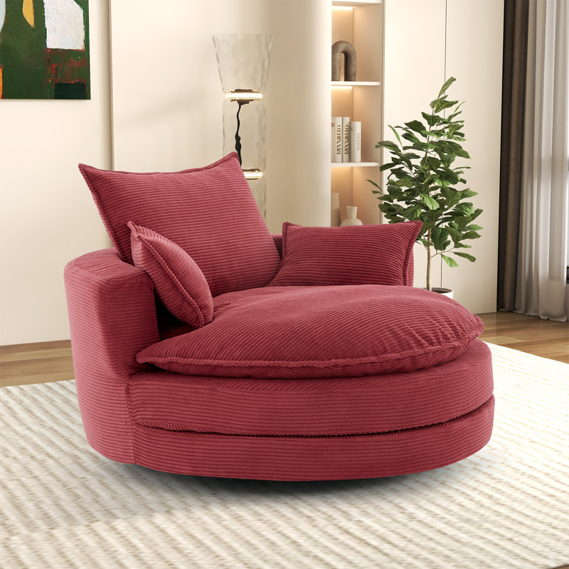 Fauteuil demi-tonneau rotatif 57,3 po, Rouge