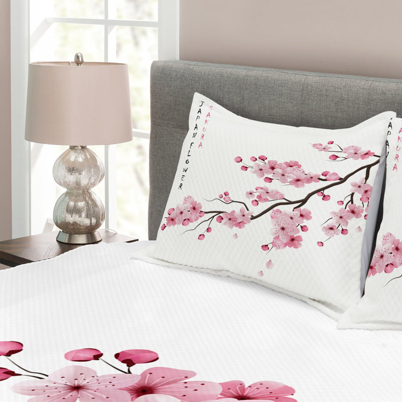 Milliron Floral Bedspread with Pillow Shams, 220 x 264 cm