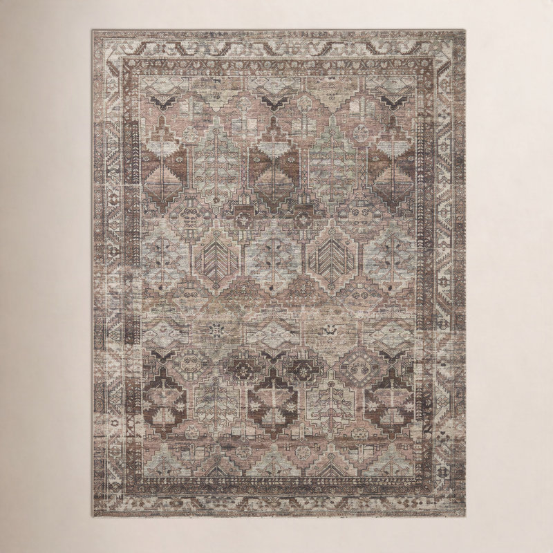 Tapis oriental argile / sauge Billie, Rectangle 5 pi x 7 pi 6 po