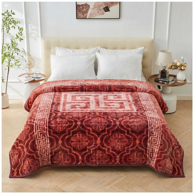 Geometric Standard Blanket, Terracotta Geometric