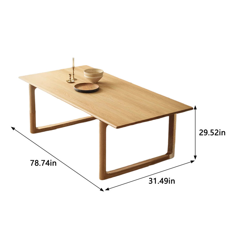 Rinku Ash Solid Wood Dining Table, 31.49" W x 78.74" L