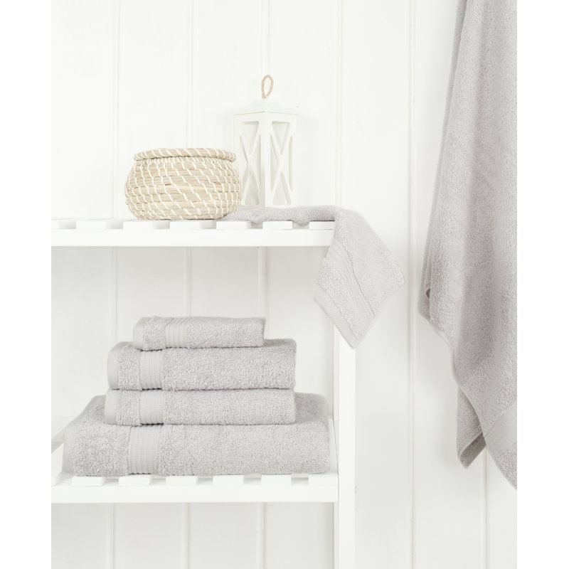 Ensemble de serviettes de bain luxueuses 100% coton turque 6 pièces, très doux et absorbant, Gris argenté