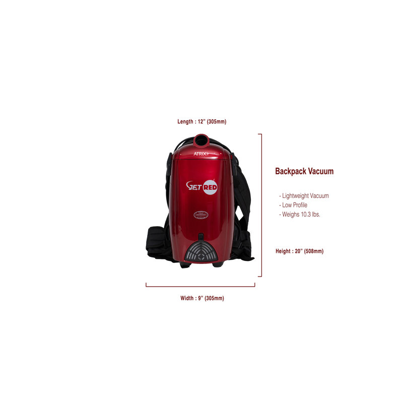 Atrix Jet Red HEPA Backpack Vacuum