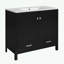 Meuble-lavabo de salle de bain avec lavabo en céramique, tablettes de rangement doubles et tiroir divisé-1007783095