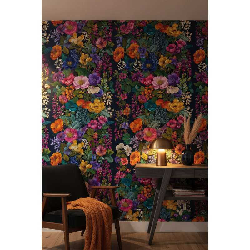 Papier peint floral, décoration murale éclectique et vibrante