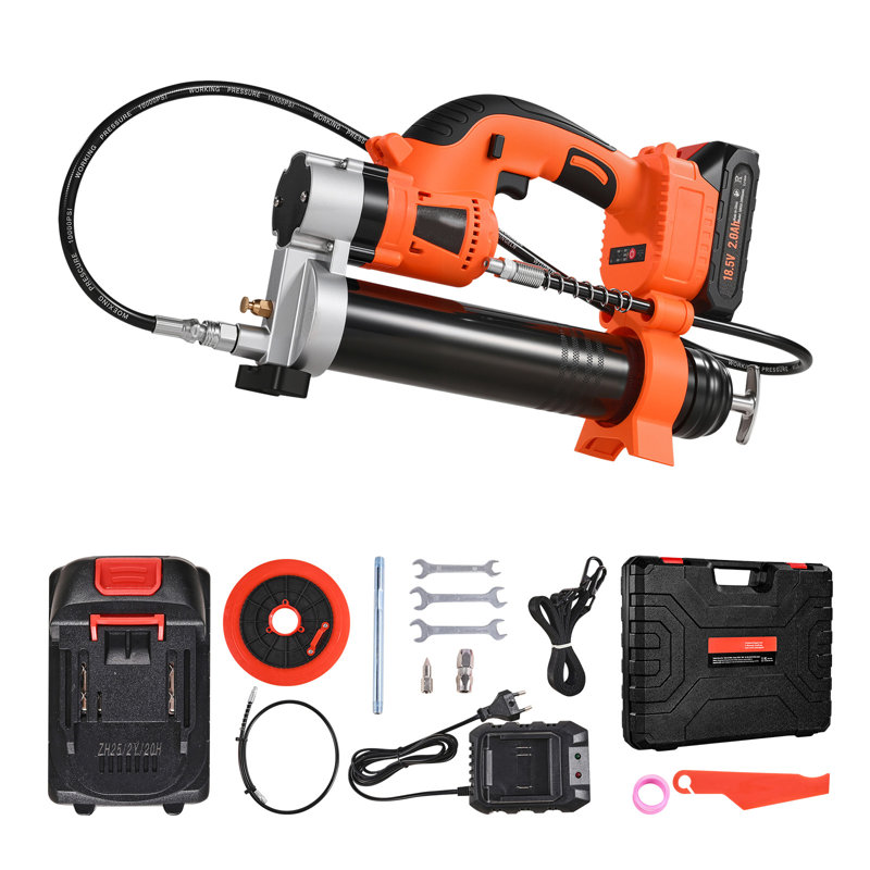 Pistolet à graisse sans fil, pression maximale de 8 000 PSI, pistolet à graisse électrique 20 V avec batterie 2,0 Ah et lumière DEL, boyau long de 30 po et étui de transport, déclencheurs à vitesse variable, graissage de véhicules ou de machines