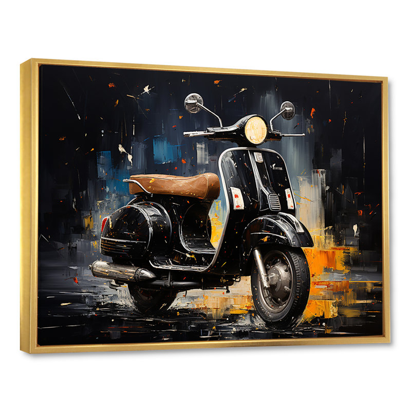 Scooter Adventures II sur impression sur toile, Cadre flottant doré, H 24 po x l 32 po x P 1 po