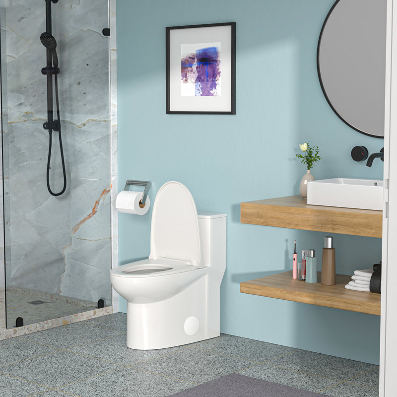 Toilette moderne en céramique avec double chasse d'eau et teinture