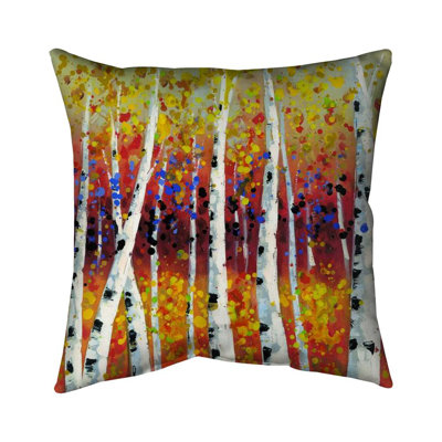Colored birches - 26"x26" Throw pillow - Poly twill - Print on demand