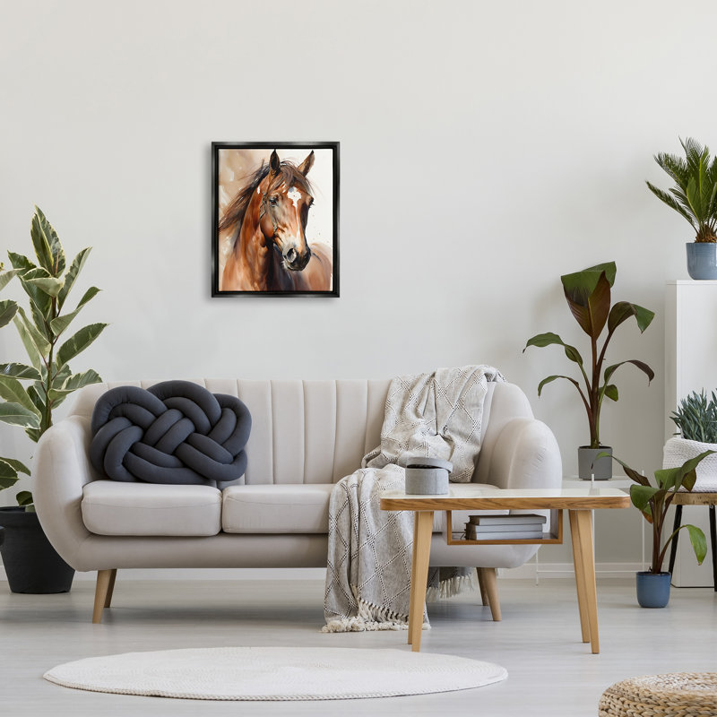 Brown Horse Canvas Print with Black Frame, 17" x 21"