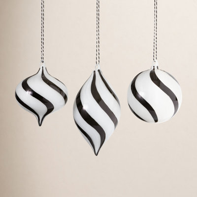 3 Piece Striped Finial Ornament Set