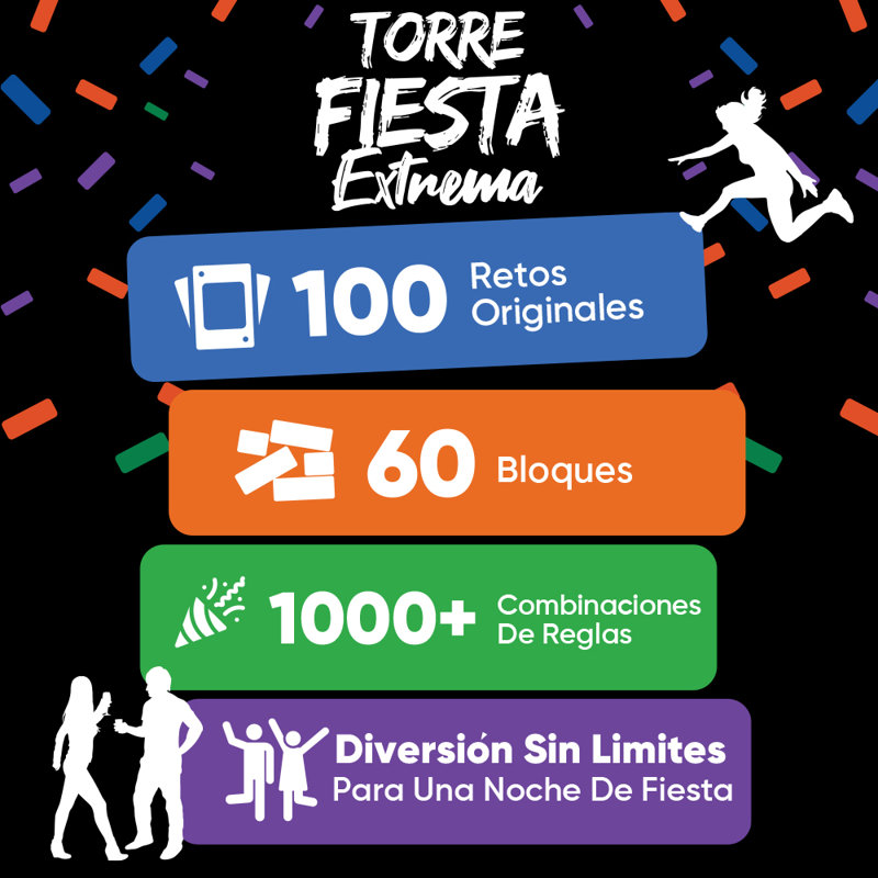 Jeux Swooc - Tour Fiesta Extrema - 100 Comandos Originales, 60 Bloque Multicolor et miles de Combinaciones de Re Douglas Divertidísimas
