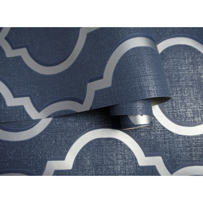 Rouleau de papier peint texturé scintillant / scintillant L 33 pi x l 20,8 po Walsall, Bleu marine