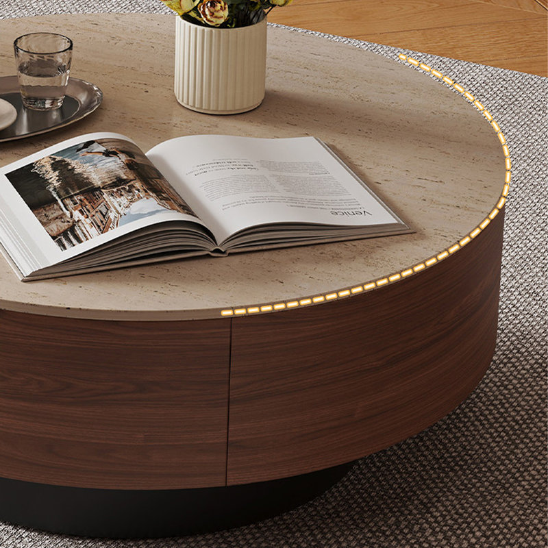 Table basse French French Premium, 13" H x 27.55" W x 27.55 D, Beige/Tan/Brown/Black