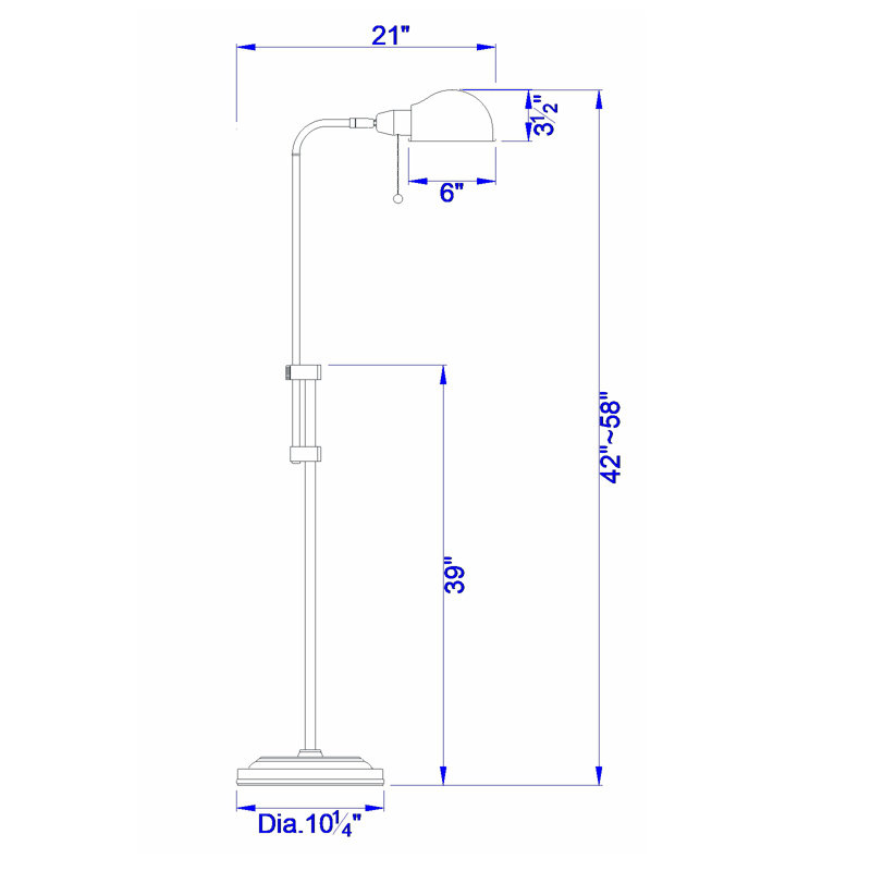 Friston 58'' Task Floor Lamp, Rust, Rust