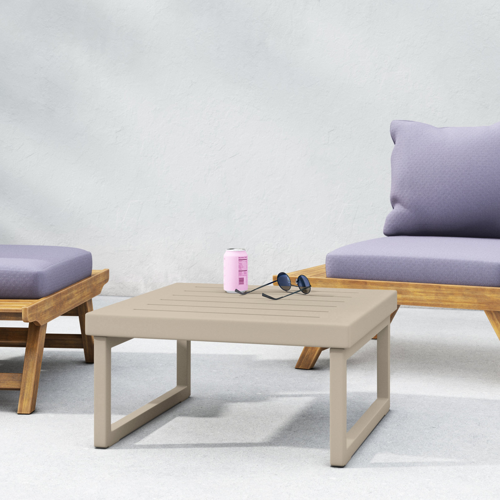 Lane 25.5'' Plastic / Acrylic Outdoor Coffee Table, Taupe