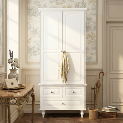 Armoire 2 portes avec 3 tiroirs et pieds romains Arvil