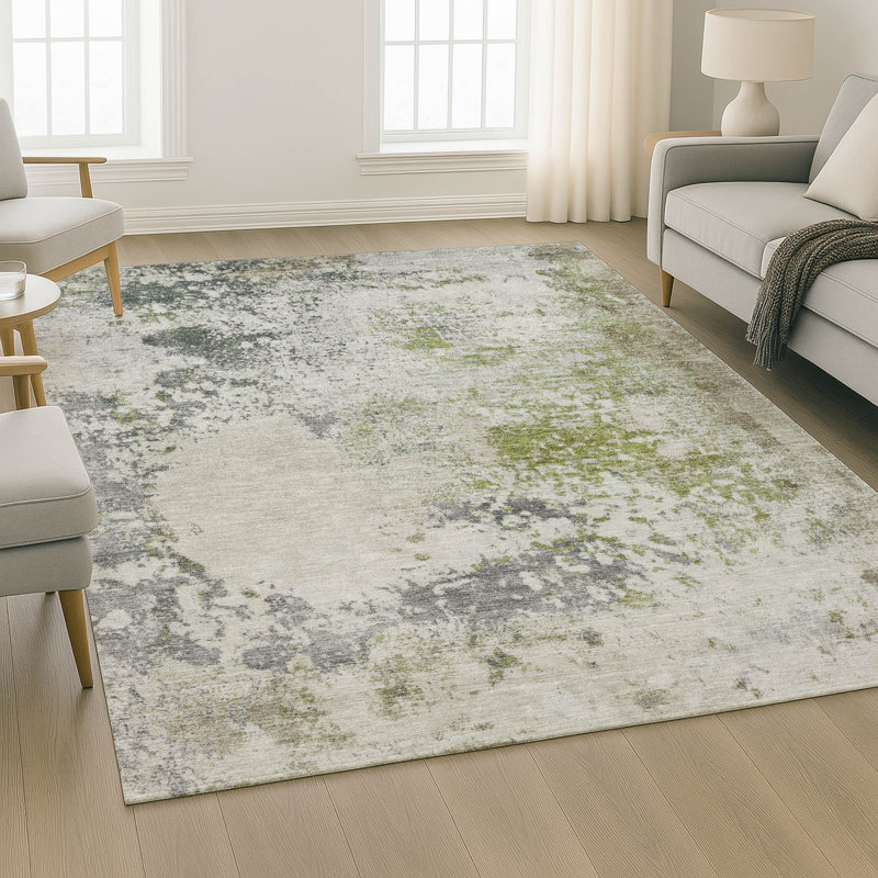 Premium Machine Washable Mayfield AMF2070 Abstract Rug, 8' x 10', Linen