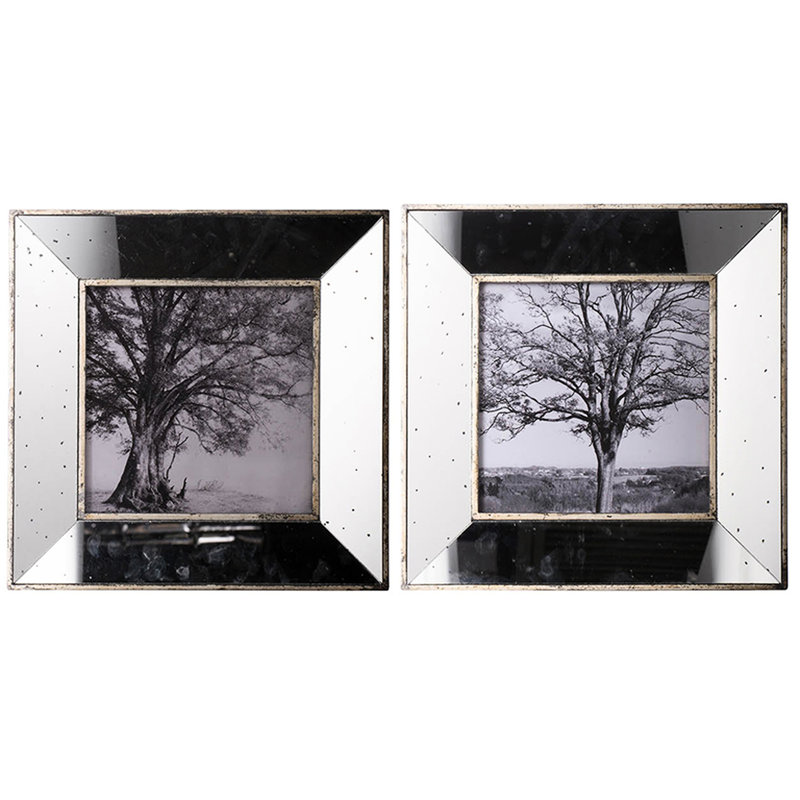 Cadres photo rétro argentés 15 x 15 po, de 2: Miroir avec mouchetures pour art et image