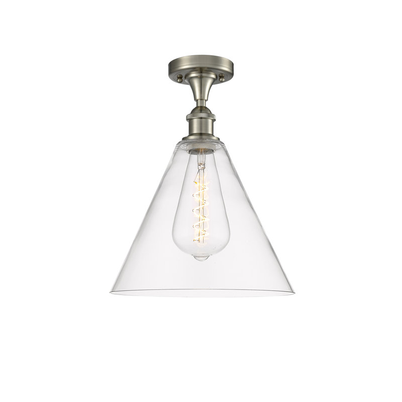 Plafonnier semi-encastré 1 lumière Anastasiea, H 14,75 po x l 12 po x P 12 po, Transparent, Nickel satiné brossé