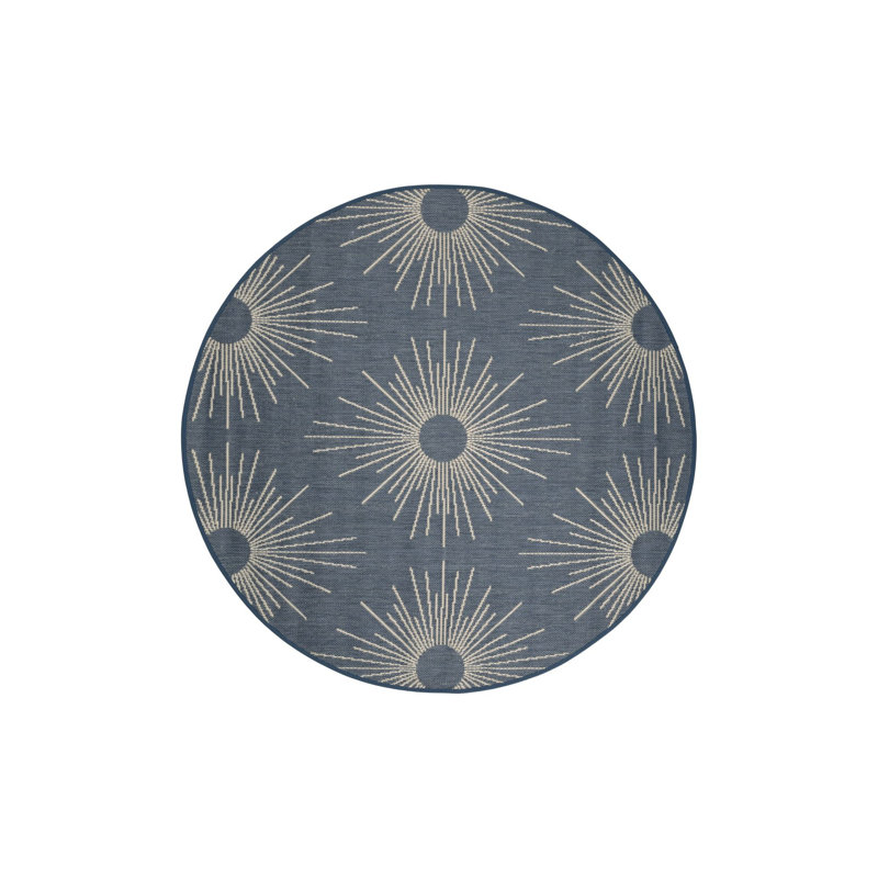 Geometric Indoor / Outdoor Area Rug, Round 11'1" x 11'1"