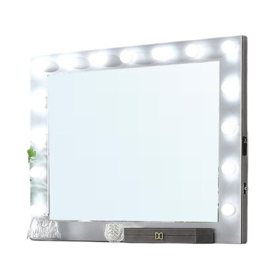 Miroir de commode Fery avec ampoules, USB et alimentation, argent glamour 44 po
