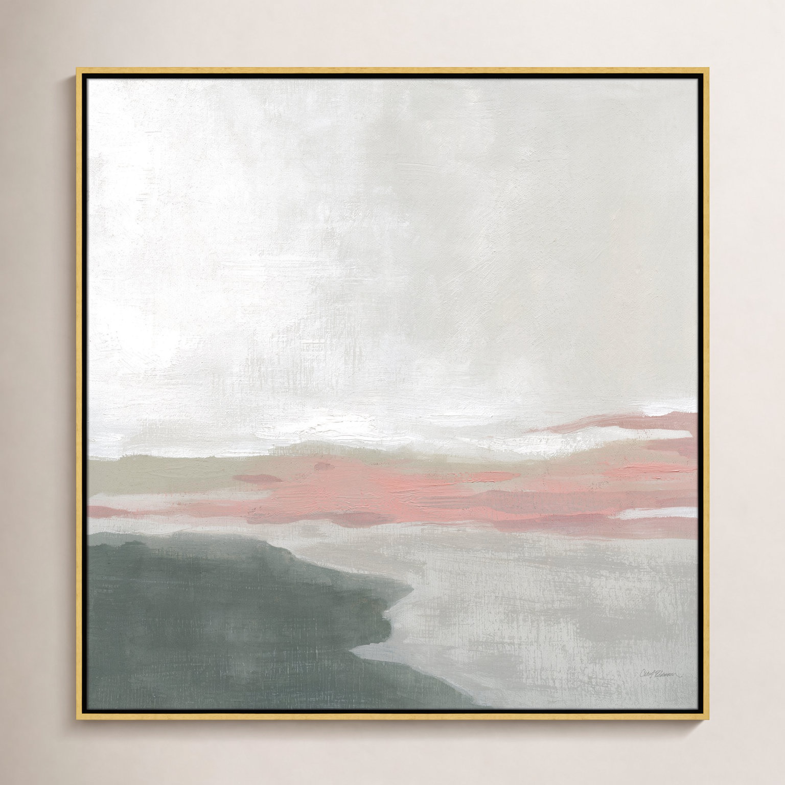 Carley "Still Lake" Painting by Carol Robinson, 37.5" H x 37.5" W x 2" D, Gold
