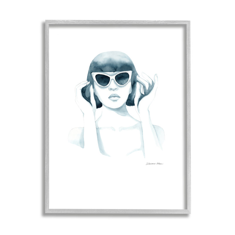 Fille dans des lunettes de soleil rétro par Simone Elum, H 30 po x l 24 po x P 1,5 po, Estampe numérique Farmhouse