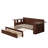 Full Size Day Bed With Removable Desk, Wooden Daybed Frame With Storage Drawers & Hydraulic Side Table-2142404443
