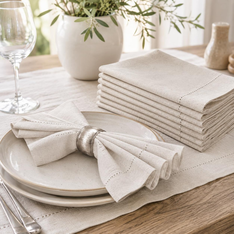 Serviettes de table en lin 45 x 45 cm, ensemble de 24