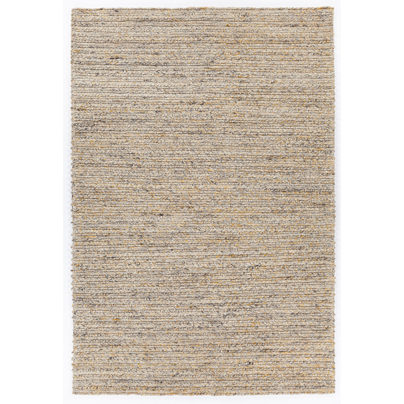 Sylvie Wool Abstract Area Rug in Yellow/Gray, Rectangle 5' x 7'6"