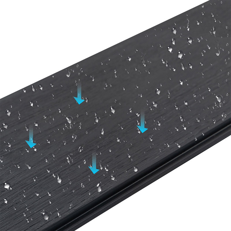 6Ft H Semi-Closed Composite Privacy Fence Panels With Post, Black, 6 ft. H x 6.3 ft. W